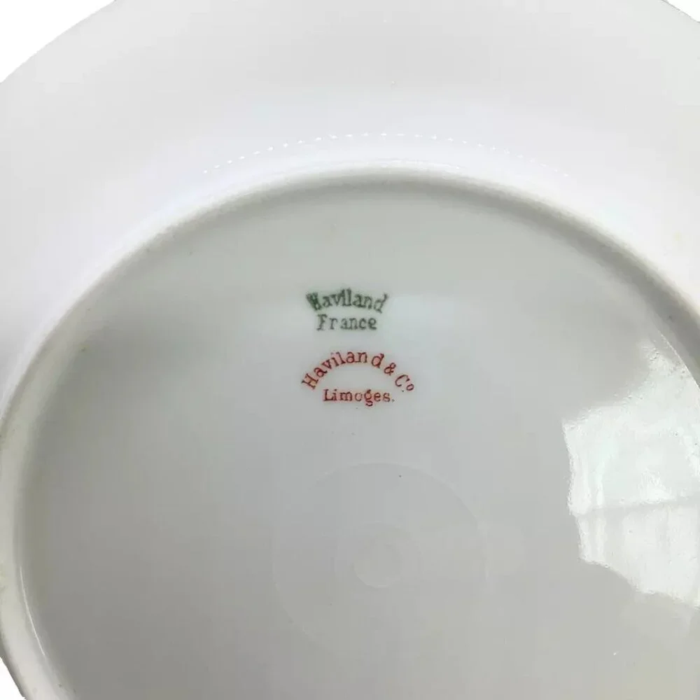 2 Haviland Limoges Bread Butter Plates Coupe H1415 White/Gold Trim & Inner Ring
